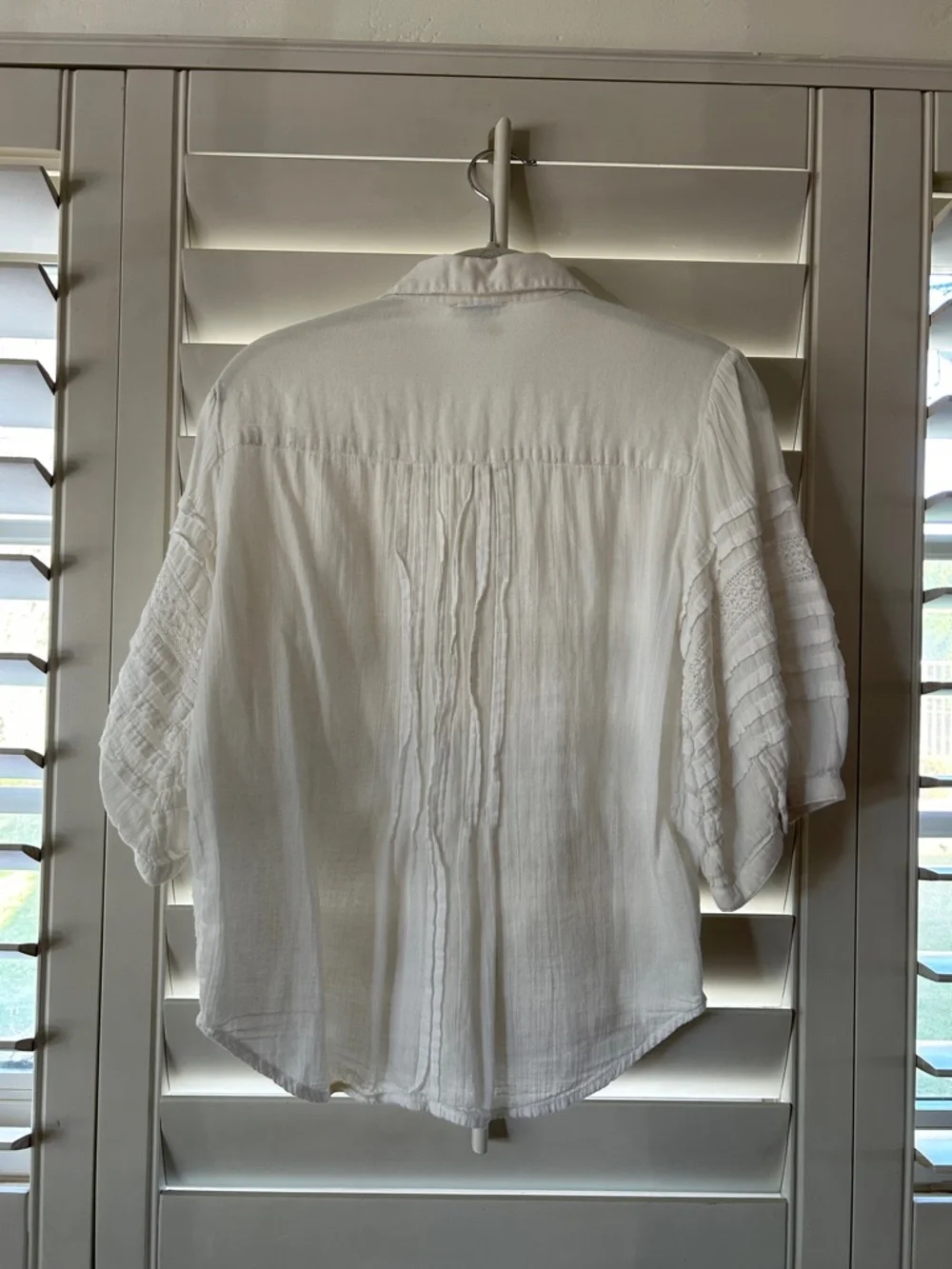 Sundance White Button-Up Cotton Blouse - Picture 3 of 4